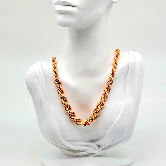 Bronzo Italia Rose Gold Chunky Rope Chain Necklace and Bracelet Set - Picture 6 of 12